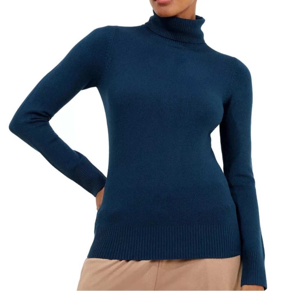French Connection Turtleneck Sweater/Jumper M Deep Teal Timeless Classic Career
